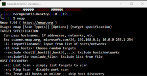 Nmap performing network discovery and security auditing.