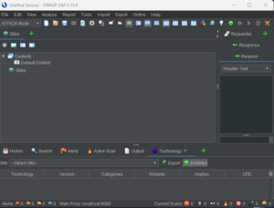 OWASP ZAP application used for web application security scanning.